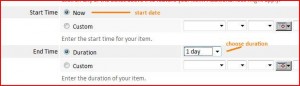 Select the duration of the auction